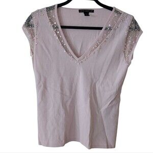 Y2K Sarah Spencer Baby Pink Sequin Feminine Coquette‎ Top Size XL